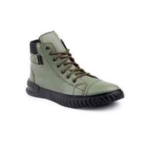 Wonker Synthetic Leather Steel Toe Men's Black & Green Safety Shoes, WK-526-BG, Size: 9