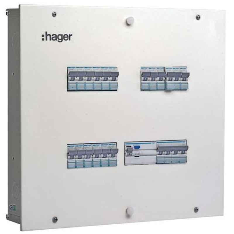 Hager Novello+ 4 Ways 8+12 Modules Single Door TPN Distribution Board, VYT04CH