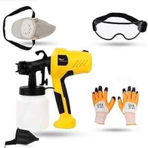 Hillgrove 400W 0.8 Litre Plastic DIY HVLP Paint Sprayer Gun, Gloves, Safety Googles & Safety Mask, HGCM1020