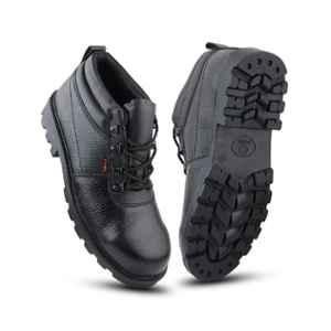 Fuel Flamingo HC Grain Leather Steel Toe Black Lightweight Safety Shoes with PU Sole, Size: 10