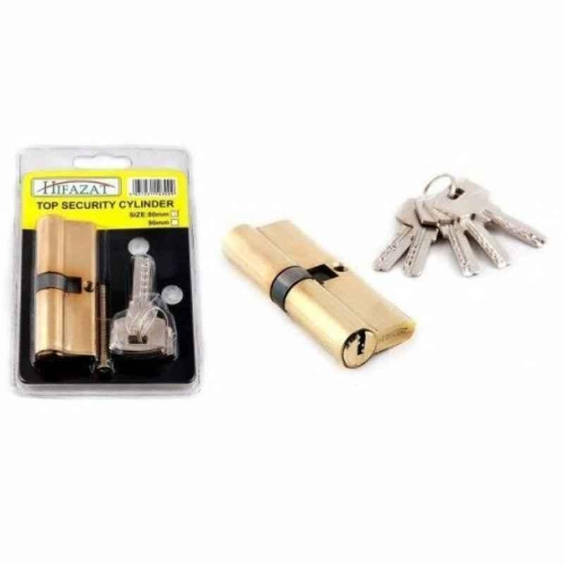 Hifazat 90mm Gold Brass Top Security Cylinder Door Lock, SH-LK-HSBC90