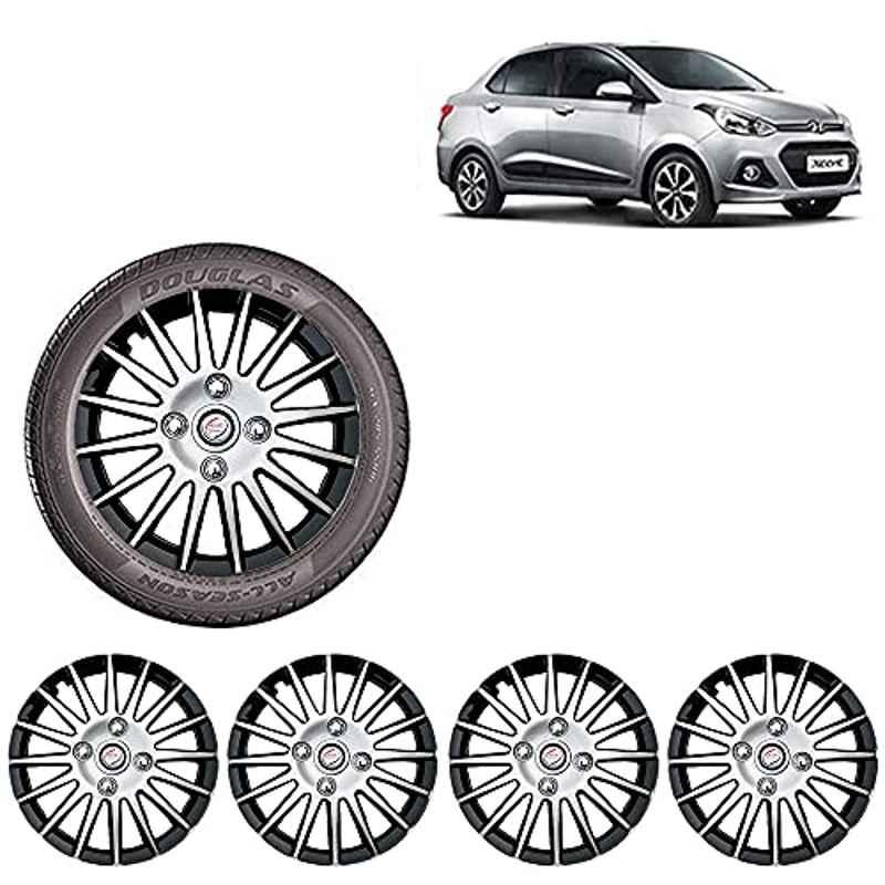 Auto Pearl 4 Pcs 14 inch ABS Silver & Black Wheel Cover Set for Hyundai Xcent