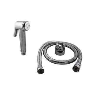 Elegant Casa ABS Health Faucet with Wall Hook & 1.5m Stainless Steel Chrome Finish Braided Rubber Hose, Jaquar 1807