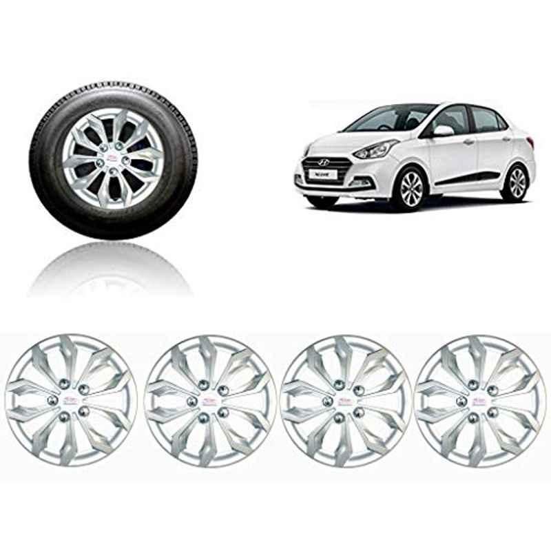 Auto Pearl 4 Pcs 14 inch ABS Silver Car Wheel Cover Set for Hyundai Xcent 2017