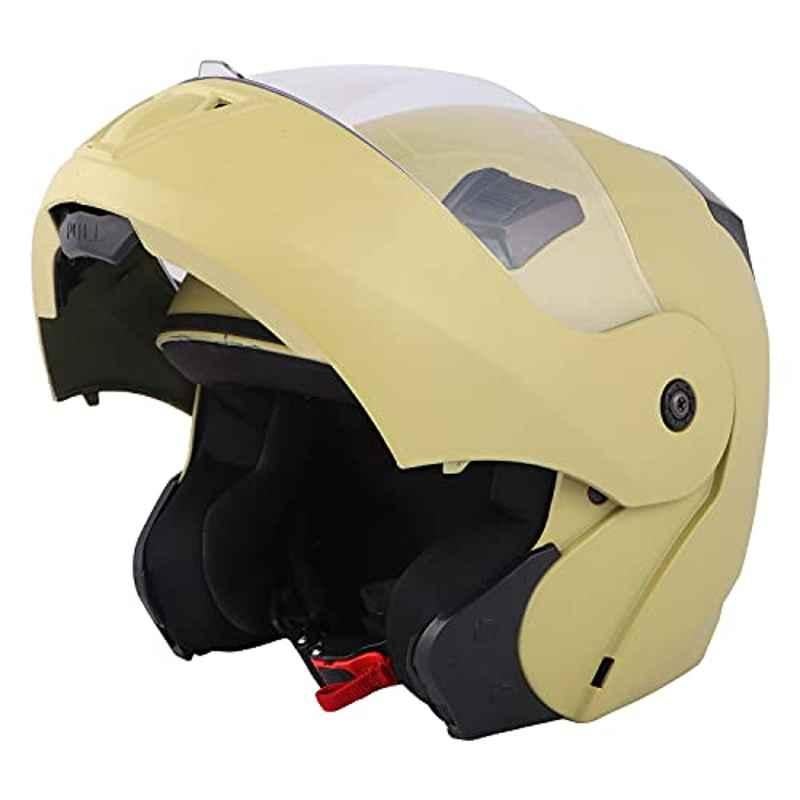 O2 Prox Full Face Flip Up Helmet With Scratch Resistant Clear Visor & Cross Ventilation Head Protector For Bike Motorcycle Scooty Mena Riding (Desert Storm, M)