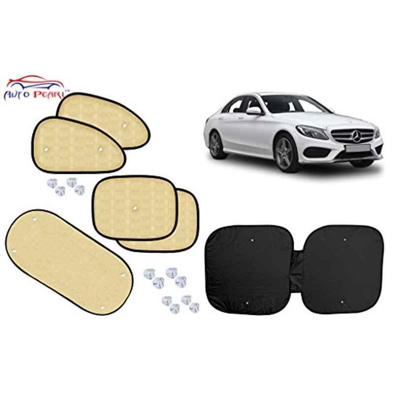 Auto Pearl 6 Pcs PVC & Mesh Beige Window, Front & Rear Sun Shade Set for Mercedes Benz C220