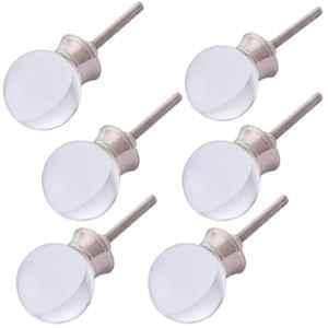 Atom 1.25 Inch Round Clear Crystal Glass Cabinet Door knob (Pack of 6)