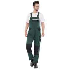 Atacama Colorado Poly Cotton Blend Twill Bottle Green & Black Industrial Bib Trouser with Reflective Strip, ABP001BG, Size: 34