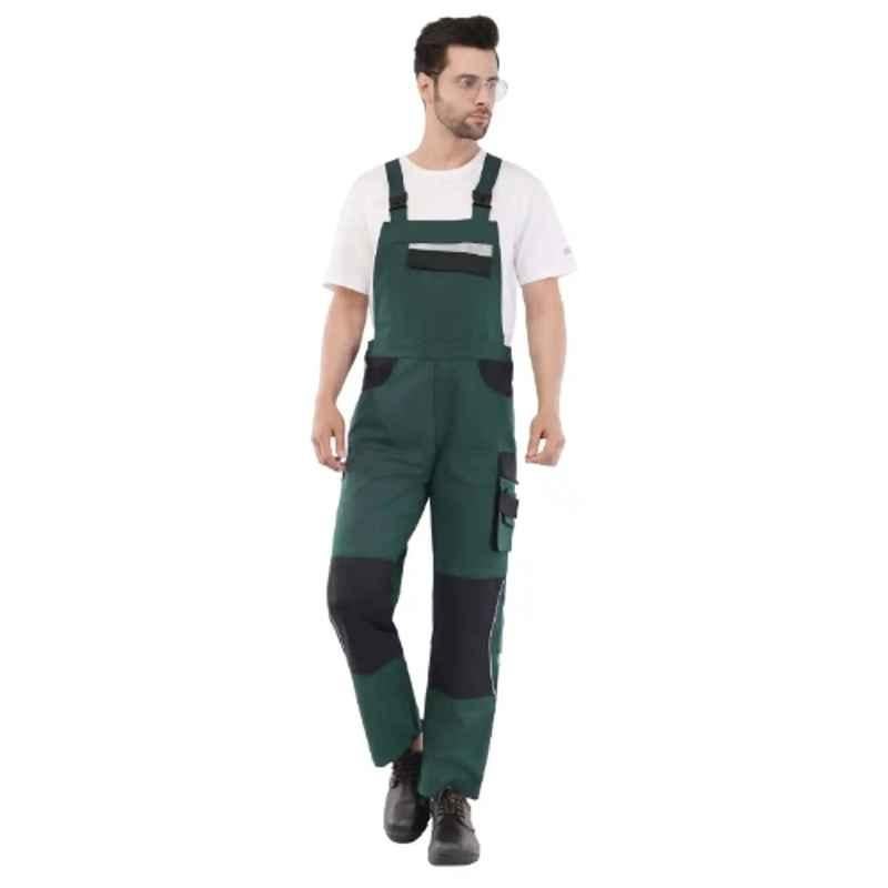 Atacama Colorado Poly Cotton Blend Twill Bottle Green & Black Industrial Bib Trouser with Reflective Strip, ABP001BG, Size: 34