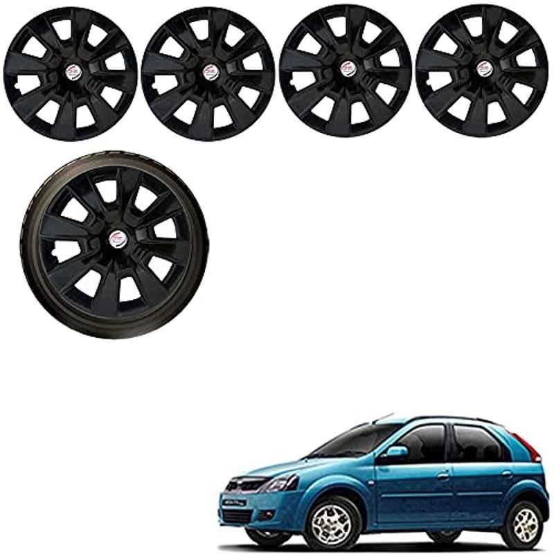 Auto Pearl 4 Pcs 14 inch ABS Black Car Wheel Cover Set for Mahindra Verito