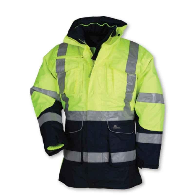 Vizwell Polyester Flor Green 3 in 1 Traffic Jacket, VW JK05-B, Size: L