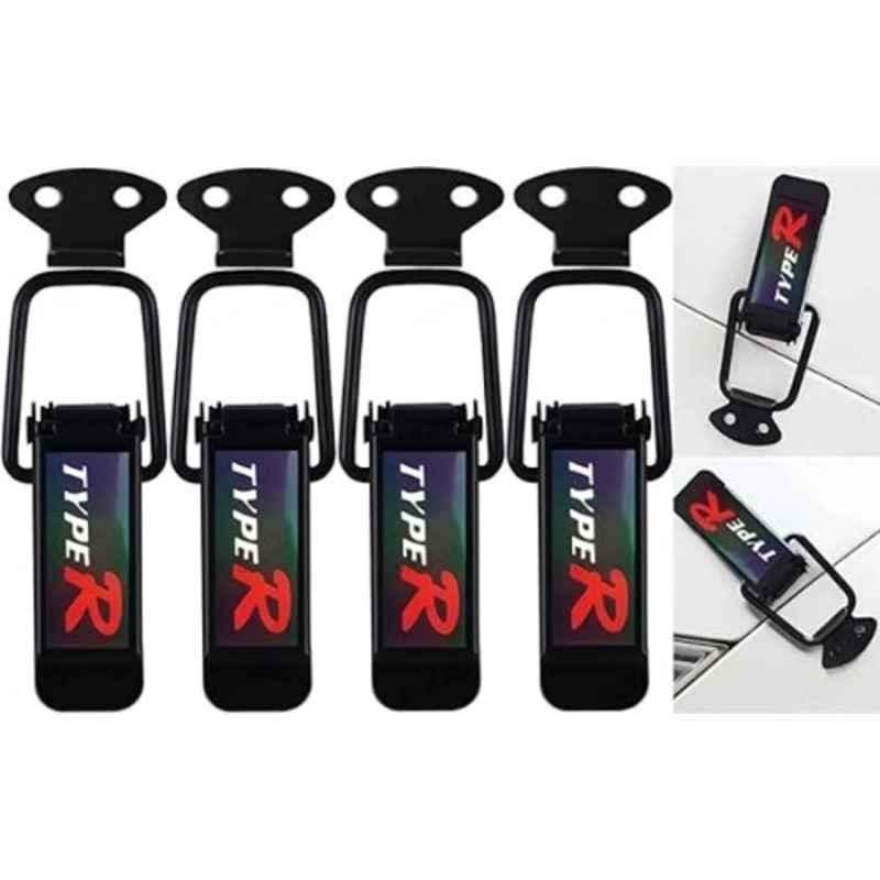 CARIZO 4 Pcs Type-R Metal Black Quick Release Car Bumper Hook Clip Set