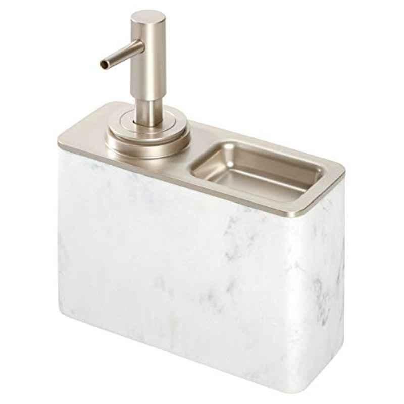 iDesign Dakota 10oz Marble White Soap Pump with Ring Tray, 28240