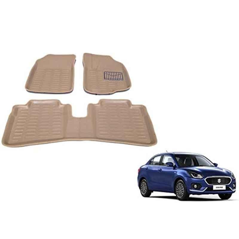 Kozdiko 3 Pcs 4D Beige Car Foot Mat Set for Maruti Suzuki Swift Dzire, koz_9012
