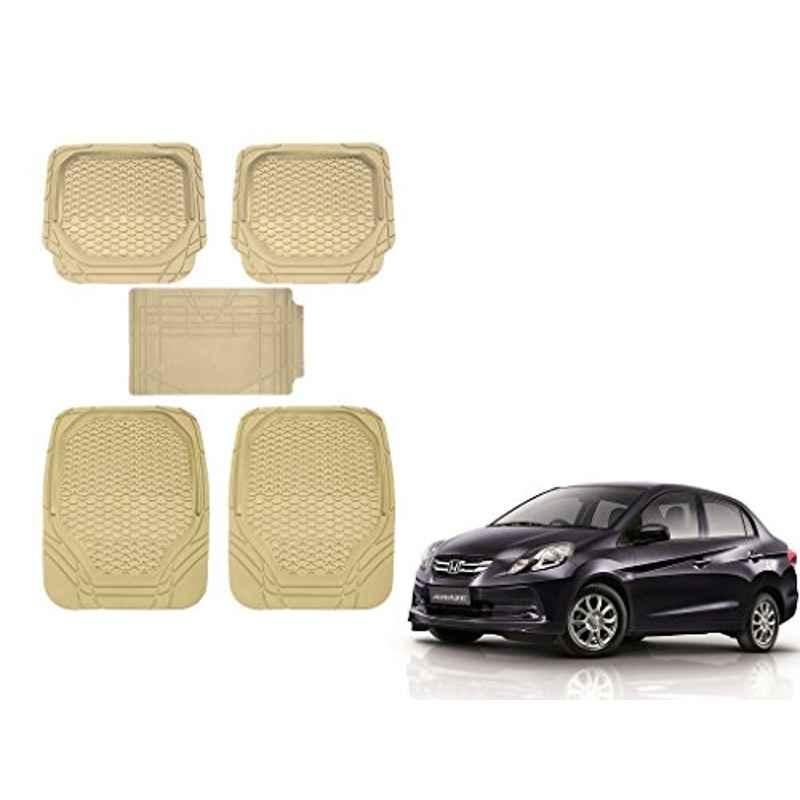 Kozdiko 5 Pcs 8855TW Beige Car Foot Mat Set for Honda Amaze, koz_29141