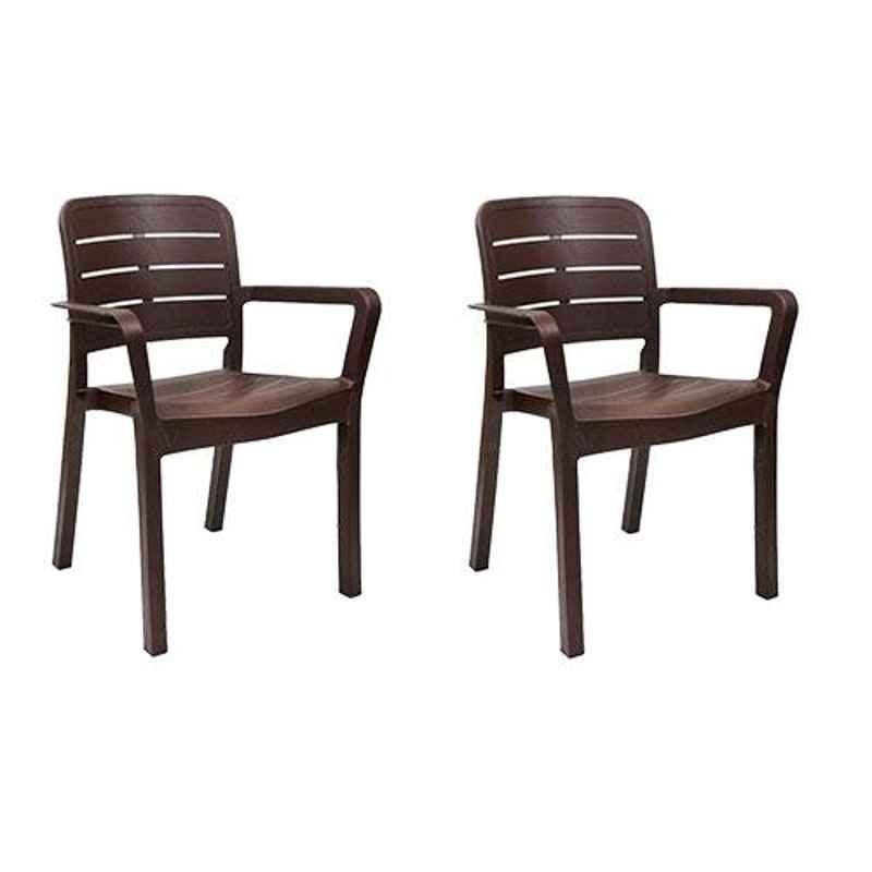 Italica Polypropylene Tan Brown Luxury Arm Chair, 3015-2 (Pack of 2)