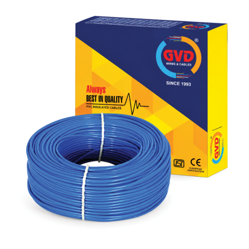GVD 0.50 Sqmm Blue Single Core FR PVC Flexible Copper Wire for Home, Domestic & Industrial Use, Length: 45 m