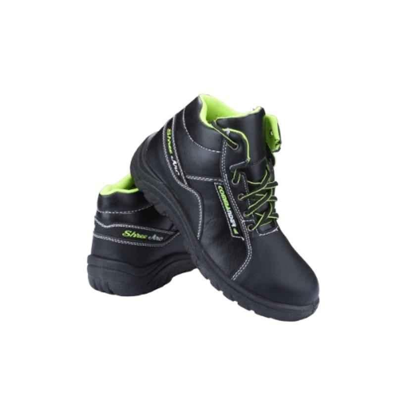 Shree Arc 995g High Ankel Commander Steel Toe Black Work Safety Shoes, Size: 6