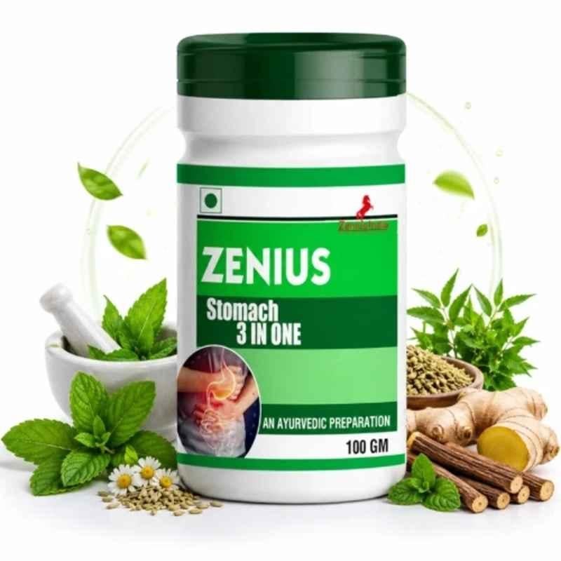 Zenius India 100g Stomach 3in Powder with Amla, Harad, Baheda, Senna & Kala Namak for Improves Digestion, Relieves Acidity, Reduces Bloating & Gas