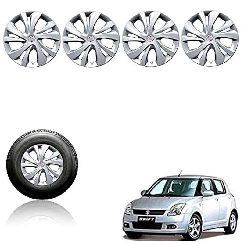 Auto Pearl 4 Pcs 14 inch Plastic Silver Wheel Cover Set for Maruti Suzuki SwiftT-1