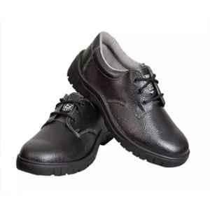 Stockhawkers Leather Steel Toe Black Safety Shoes, Size: 7