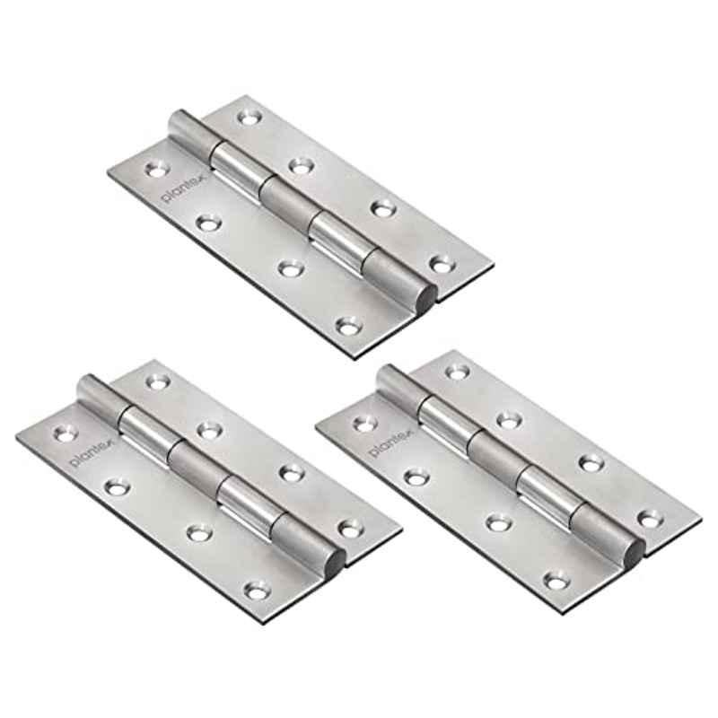Plantex 5 inchx2.5mm 12 Gauge Stainless Steel Satin Matte Door Hinges for Home, Office, Hotel for Main Door, Bedroom, Kitchen & Bathroom (Pack of 3)