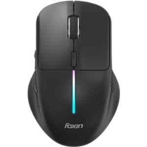 Foxin Voltra 2.4 GHz Black Wireless Optical Mouse with Rechargeable Battery, RGB Lights & 3 Device Connection