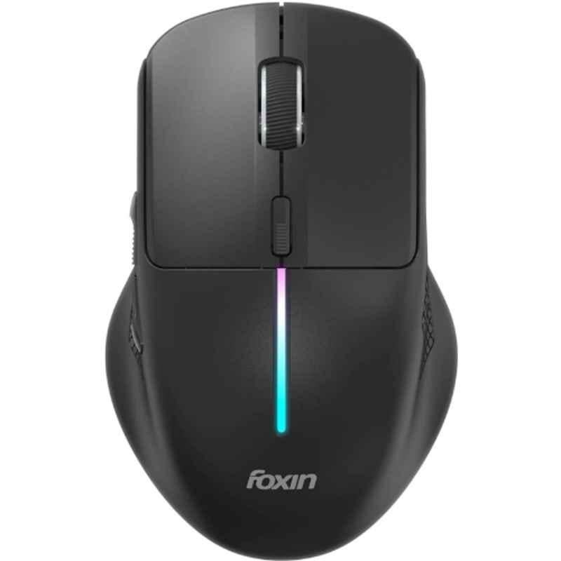 Foxin Voltra 2.4 GHz Black Wireless Optical Mouse with Rechargeable Battery, RGB Lights & 3 Device Connection