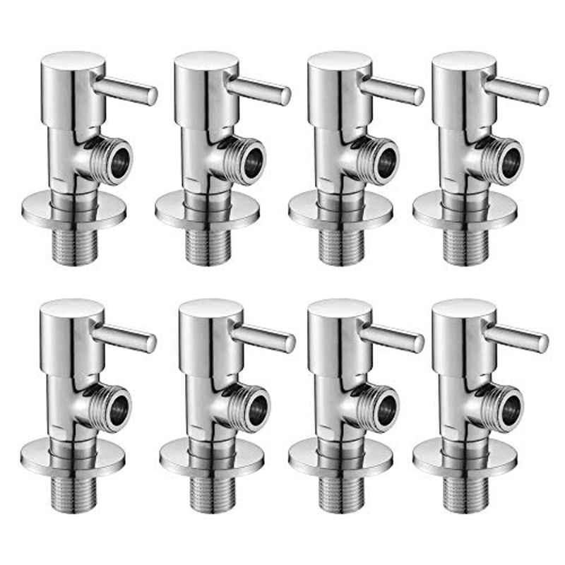 ZAP Terrim Brass Chrome Finish Angle Cock Valve with Wall Flange (Pack of 8)