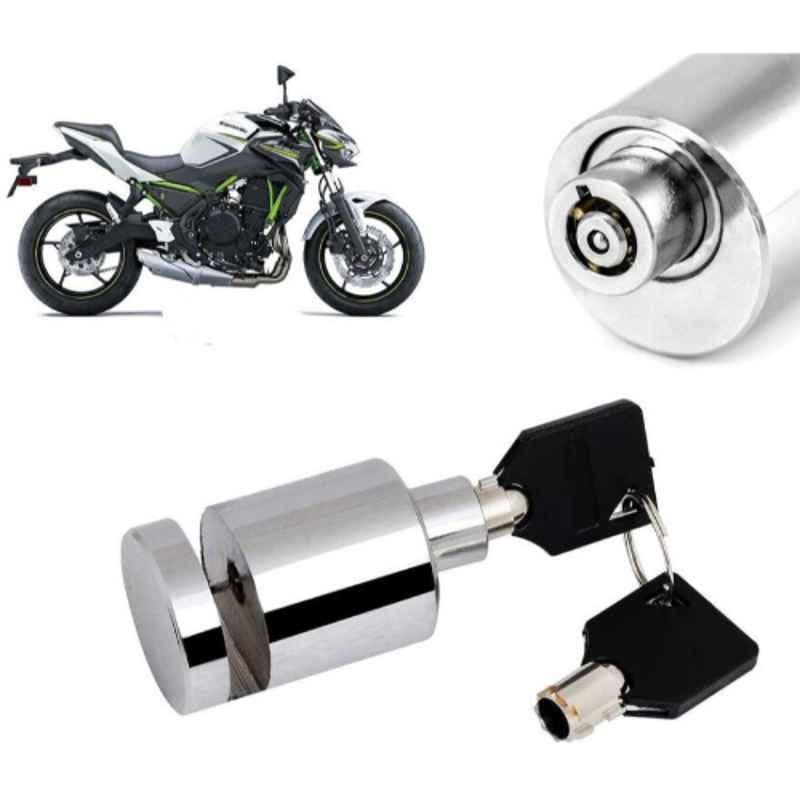Auto Pearl Stainless Steel Silver Heavy Duty Anti Theft Motorcycle Disc Brake Lock, Lock-301