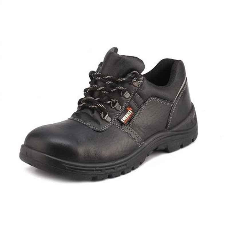 Everest EVE-106A Low Ankle Leather Steel Toe Single Density Black Work Safety Shoes, Size: 6