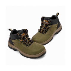 Woodland WL002 Nubuck Leather Olive Green Composite Toe Safety Shoes for Men, Size: 11
