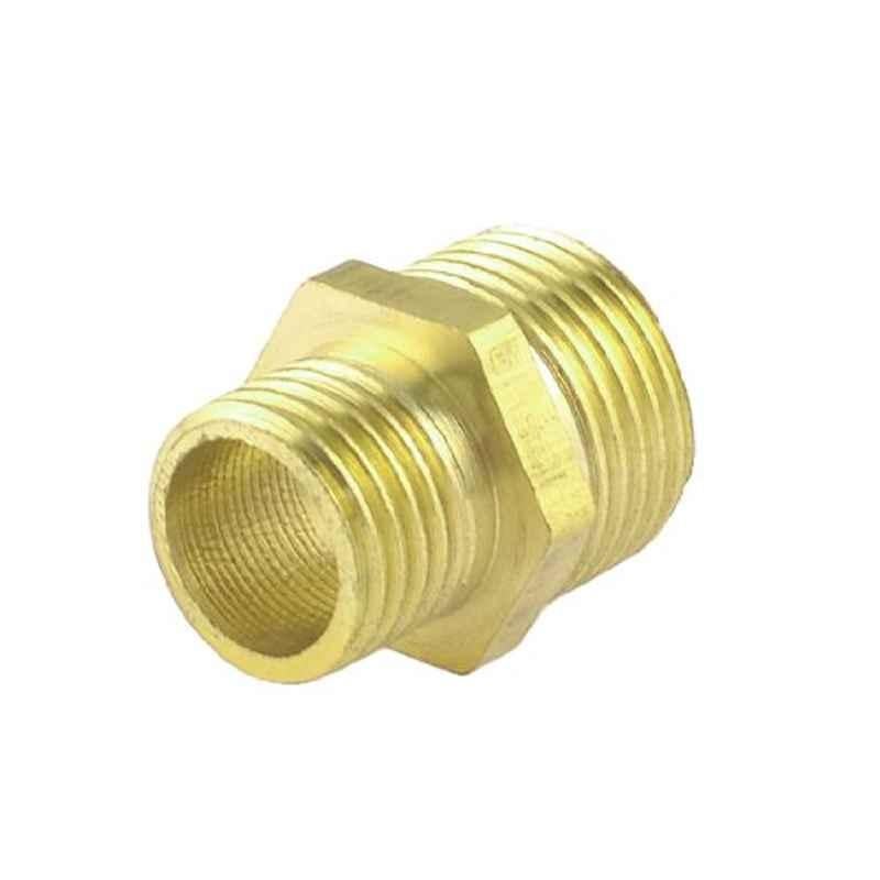 Aexit 3/8 inch-1/4 inch PT Brass Male Thread Pneumatic Hex Nipple Reducer, 21RY293QF11