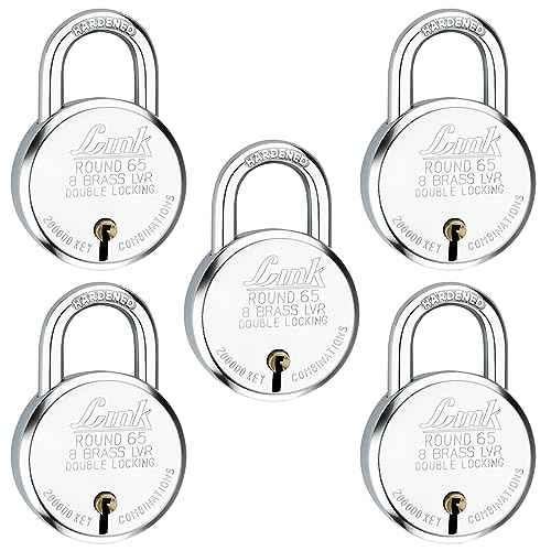 Buy Link 50mm Alloy Steel Long Shackle Round Padlock with 3 Keys, BCP-Round-50-LS  Online At Price ₹245