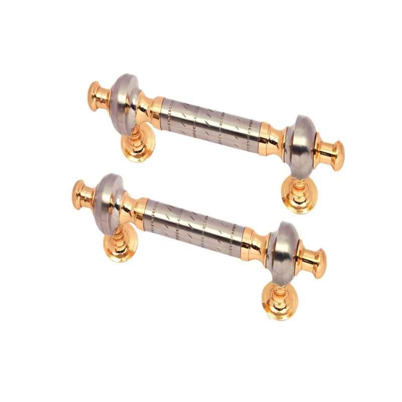 Smart Shophar 8 inch Brass Gold Silver Nina Pipe Handle, SHA10PH-NINA-GS08-P2 (Pack of 2)