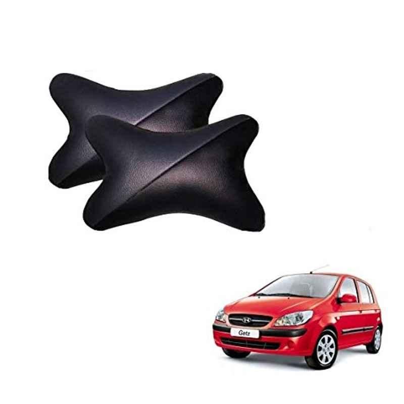 Kozdiko 2 Pcs Memory Foam Grey & Black Car Neck Rest Cushion Pillow Set for Hyundai Getz