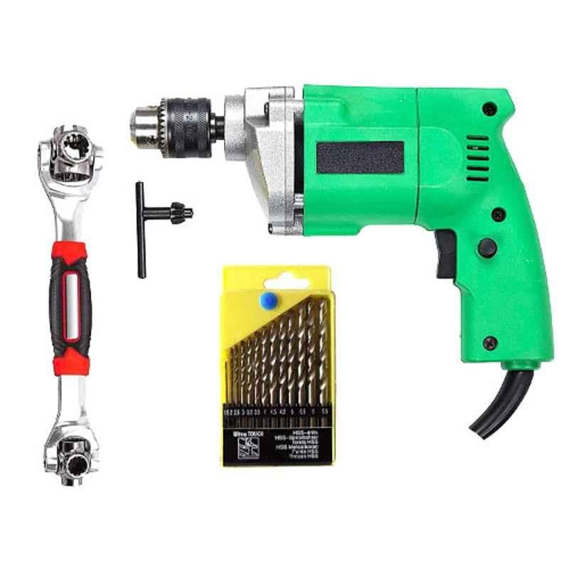 Shopper52 10mm Electric Drill Machine with 13 Pcs Drill Bit Set & 48 in 1 Wrench Spanner Set, DRL13PD48IN1