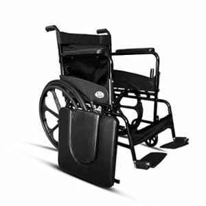 VMS Careline 100kg Mild Steel Black Powder Coated Foldable Commode Wheelchair with Safety Belt, VWE-1031U
