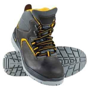 Mallcom Ontilla S1 NB Nubuck & Suede Leather Direct Injected Double Density PU Sole Steel Toe Cap High Ankle Black Safety Shoe, Size: 9