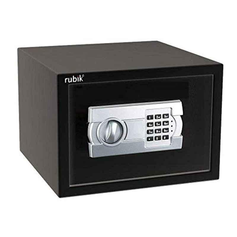 Rubik RB25-BLK Alloy Steel Black Document Safe Locker with Key & Pin Code, 25x35x25 cm