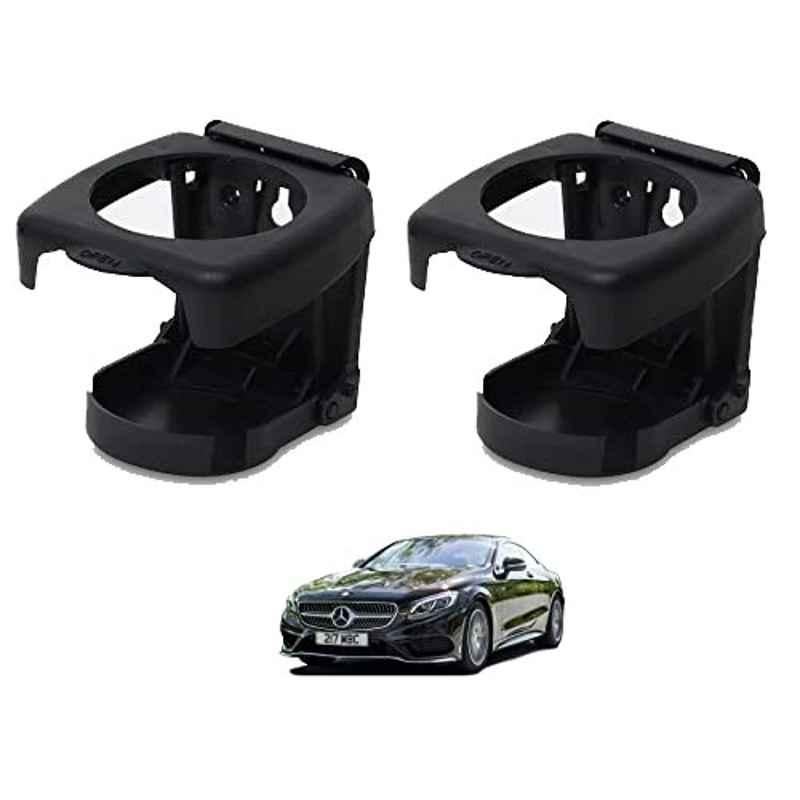Kozdiko Plastic Black Foldable Car Drink Holder for Mercedes Benz S Coupe (Pack of 2)
