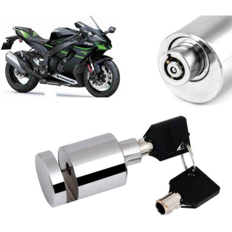 Auto Pearl Stainless Steel Silver Heavy Duty Anti Theft Motorcycle Disc Brake Lock, Lock-280