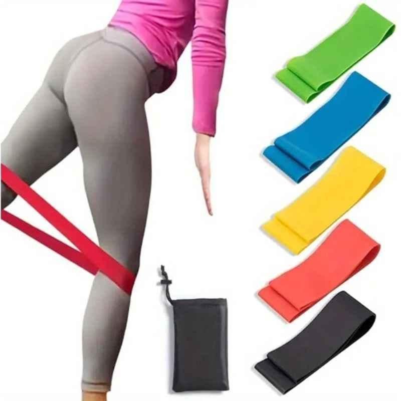 Shopeleven 5 Pcs Latex Multicolour Resistance Loop Exercise Band Set