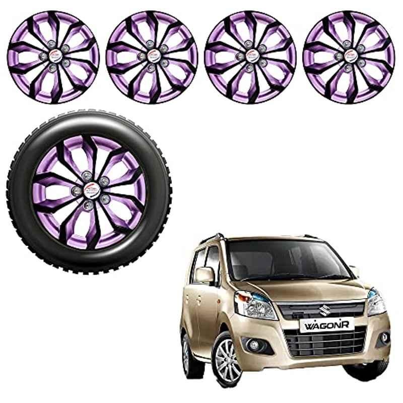 Auto Pearl 4 Pcs 13 inch Black Voilet ABS Press Type Hubcap Wheel Cover Set with Retention Ring for Maruti Suzuki WagonR2013