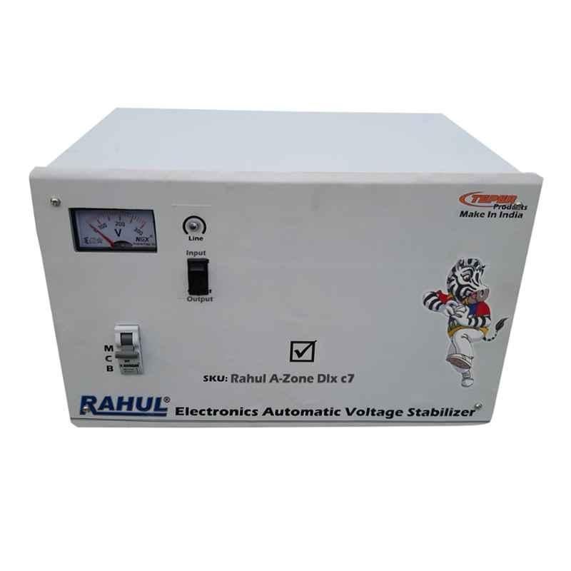 Rahul A-Zone Dlx C7 7kVA 28A 100-280 V Copper 5 Step Copper Automatic Voltage Stabilizer for Mainline Use