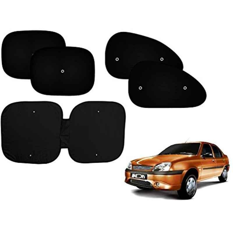 Auto Pearl 5 Pcs PVC & Mesh Black Window & Front Sun Shade Set for Ford Ikon