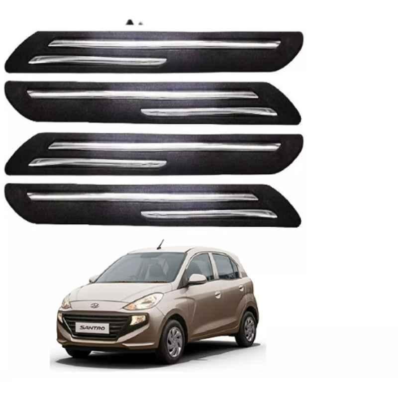 Sca Rubber Car Side Bumper Protector Guard with Double Chrome Strip for Hyundai Santro2018 All Model Black Set Of 4, SCA-K21N1W