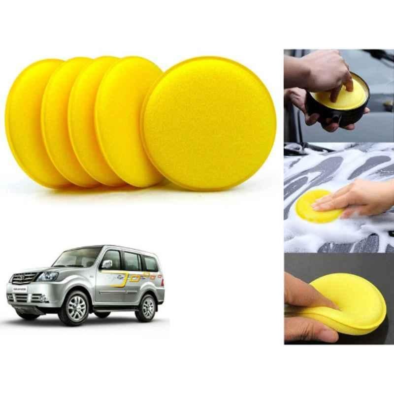 Auto Pearl Polyurethane Beige Washing & Waxing Polish Foam Sponge for Sumo Grande (Pack of 5)