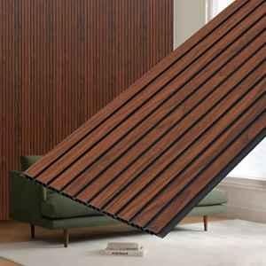 Plantex 12 inchx10ft 50 Sqft PVC Teak Brown 3D Wall Panel/Louvers Panel for Interior Wall Decor, APS-5034 (Pack of 5)