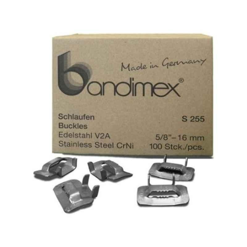 Bandimex S 255 100Pcs 5/8 inch Stainless Steel Silver Schlaufen Buckles Set